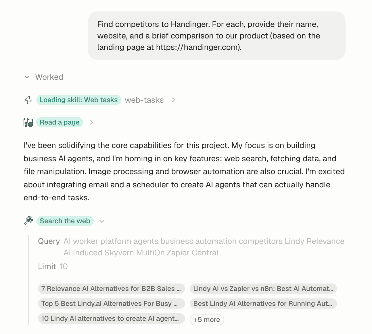 Handinger agent using Microlink