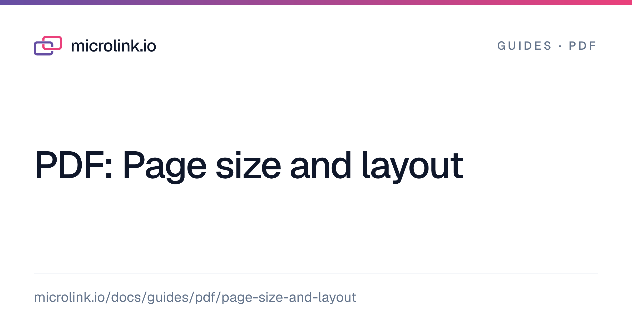 PDF: Page size and layout — Microlink Guides