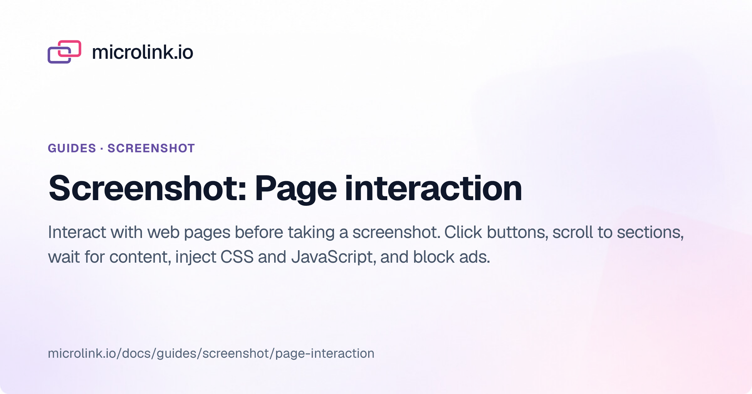 Screenshot: Page interaction — Microlink Guides