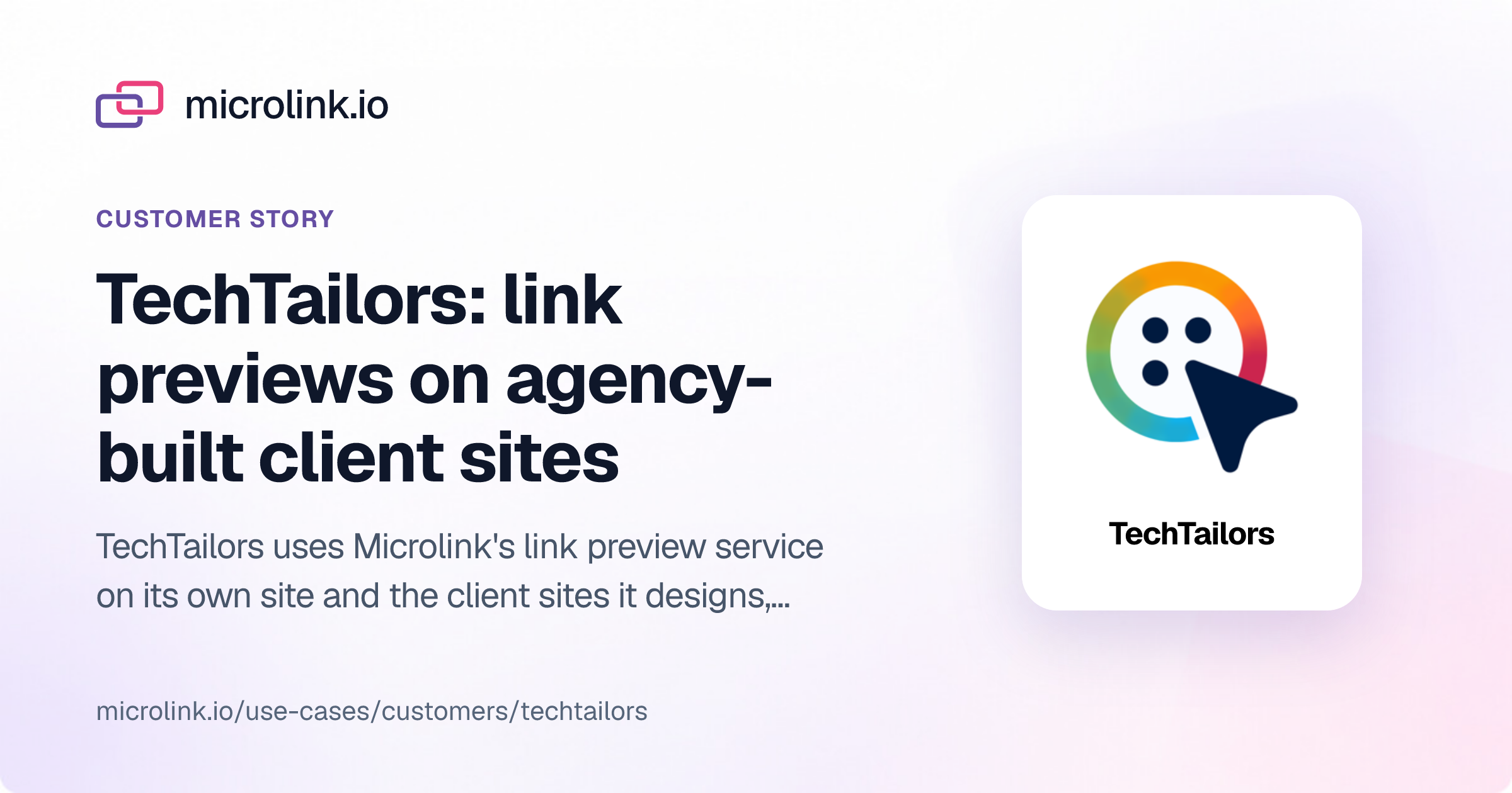 TechTailors: link previews on agency-built client sites — Microlink